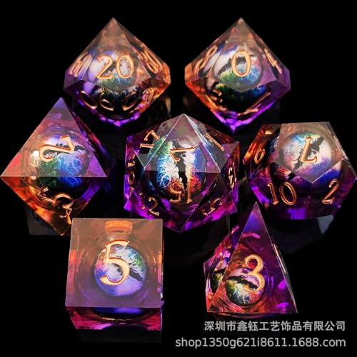 ORUZA Drachenauge Polyedrische DND Würfel Set, 7 Stück Harz Drachenauge D&D Würfel für Dungeons and Dragons RPG MTG Pathfinder Rollenspiel D4 D6 D8 D10 D12 D20 D% von ORUZA