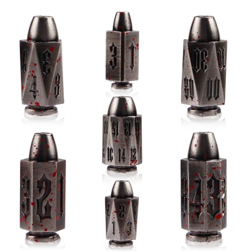 ORUZA Metall Bullet DND Würfelset, 6 Stück Polyedrische Würfel, Altsilber Bullet Würfel für Dungeons and Dragons Warhammer 40K, D&D, RPG, Krieg Kriminalität Tischspiele ORUZA Metall Bullet DND Würfelset, 6 Stück Polyedrische Würfel, Altsilber Bullet Würfel für Dungeons and Dragons Warhammer 40K, D&D, RPG, Krieg Kriminalität Tischspiele von ORUZA