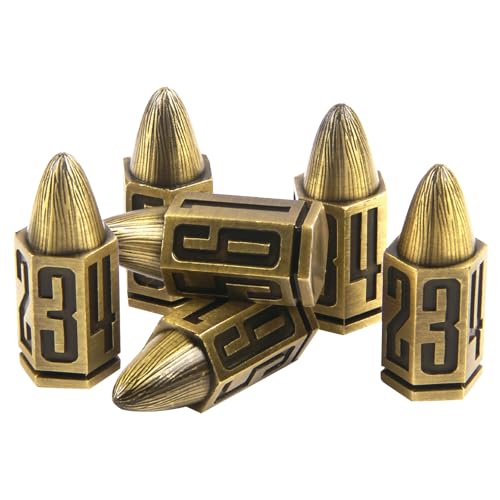 ORUZA Metall Bullet DND Würfelset, 6 Stück Polyedrische Würfel, Bullet Würfel für Dungeons and Dragons Warhammer 40K, D&D, Sci-Fi, Krieg Kriminalität Tischspiele ORUZA Metall Bullet DND Würfelset, 6 Stück Polyedrische Würfel, Bullet Würfel für Dungeons and Dragons Warhammer 40K, D&D, Sci-Fi, Krieg Kriminalität Tischspiele von ORUZA