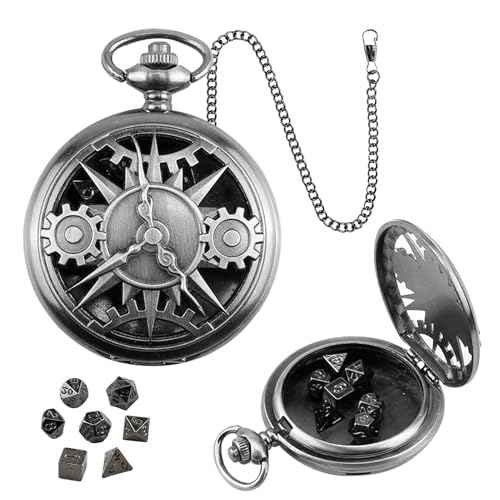 ORUZA Mini DND Würfel Set, 7 Stück Polyedrische D&D Würfel mit Durchbrochene Zahnräder Taschenuhrgehäuse für Dungeons and Dragons RPG MTG Rollenspiele Tischspiele ORUZA Mini DND Würfel Set, 7 Stück Polyedrische D&D Würfel mit Durchbrochene Zahnräder Taschenuhrgehäuse für Dungeons and Dragons RPG MTG Rollenspiele Tischspiele von ORUZA