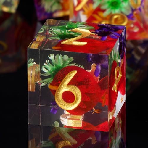 ORUZA 7 Stück Polyedrische Würfel Set Blume DND Würfel Set Harz Scharfe Kanten D&D Würfel für Dungeons und Dragons Pathfinder MTG Rollenspiele Tischspiele Würfel von ORUZA