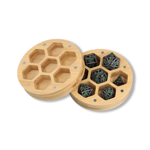 ORUZA Hölzerne DND Würfelbox mit Magnetischem, Hölzernen Aufbewahrungsbehälter für D&D Polyhedral, RPG und Tabletop Gaming Würfel von ORUZA