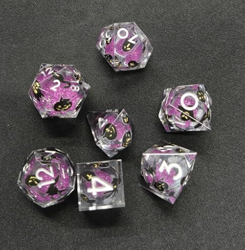 Polyedrische Würfel Set Liquid Core D&D Würfel D4 D6 D8 D10 D12 D20 D% DND Würfel Lila von ORUZA