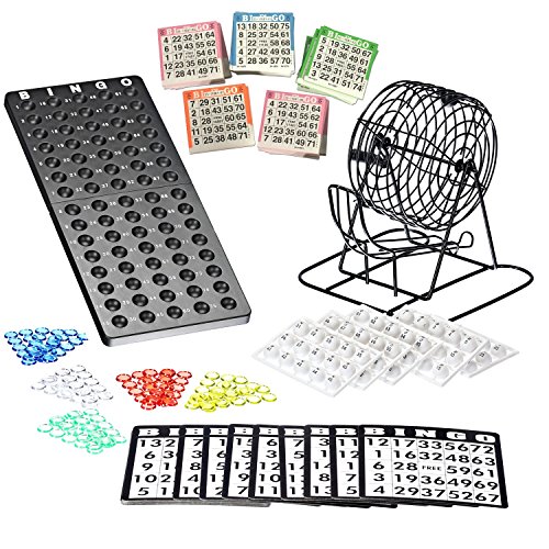 OS Bingo Loto Metall Spielmaschine | 75 Kugeln | 500 Bingo-Karten | 150 Bingo-Chips | Zähltafel inklusive von OS