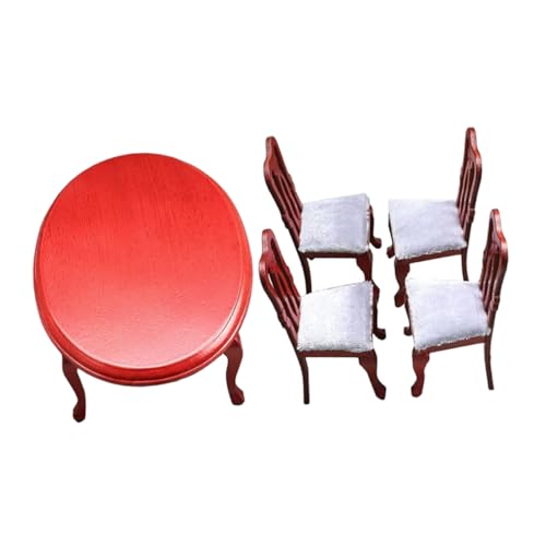 OSALADI 1 Set Möbelmodell Restaurant Esstisch Stühle Puppenhaus Wohnzimmermöbel Miniatur Puppenhausmöbel Kleine Möbel Puppenhaus Couchtisch Mini Stuhl Holz von OSALADI