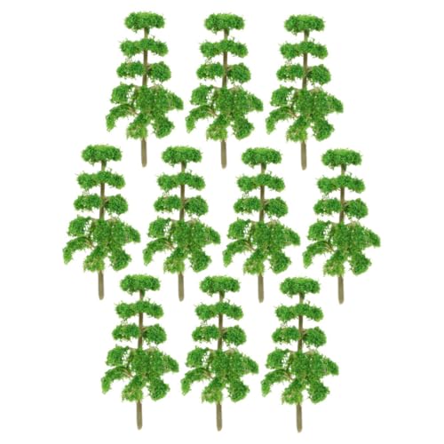 OSALADI 10 Stück Mini-Modellbaum Fallen Miniaturbaum Miniaturbäume zum Basteln klein Laub Modellbau Bäume Landschafts Modell Diorama-Baum Weihnachtsdorfbäume Plastik Green von OSALADI