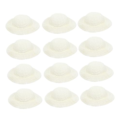OSALADI 12 Stück Puppenmütze Selber Machen Kleiner Hut DIY Stütze Miniatur-mini-hüte Miniatur Gewebter Hut Gewebter Bastelhut Mini House Decor Mini-Hut Beige Papier von OSALADI