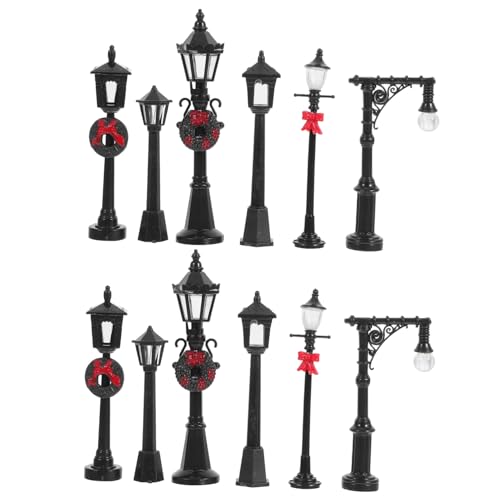 OSALADI 12 Stücke Straßenlaterne Modellpfosten Zubehör Puppe Kleine Eisenbahn Versorgung Mini Lampe Dorf Straßenlaterne Zubehör DIY Straßenlaternen Kunststoff von OSALADI