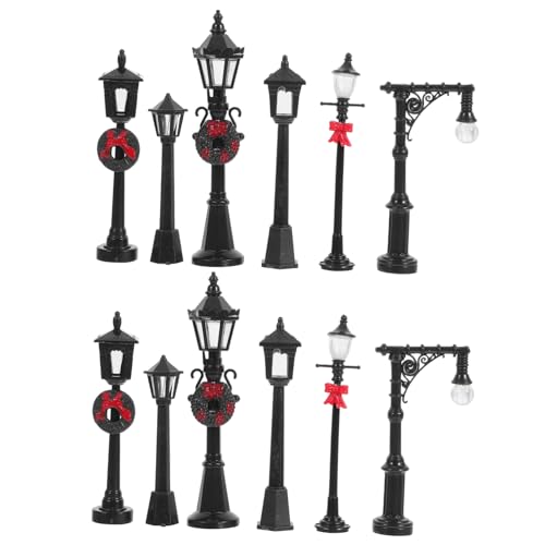 OSALADI 12Stücke Mini Straßenlaternen Modell für Puppenhaus Detailreiche Lampen für Mikro Landschaften Langlebiges Zubehör für Modelleisenbahnen und Spielsets Gemischter Stil von OSALADI