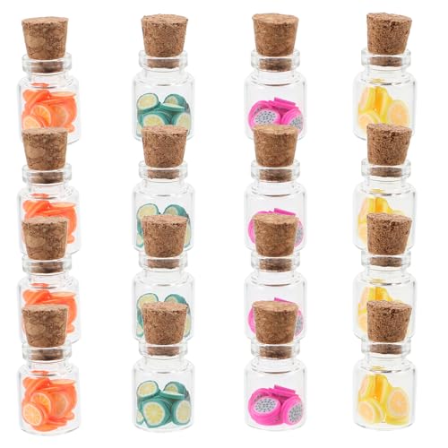 OSALADI 16 Sets Süßes Miniatur-Puppenhaus Lebensmittelbehälter Glasflaschen Mini-Obst-Simulationsszene Süßigkeiten-Snack-Modell Rollenspiel Puppenhaus Küchendekoration Für von OSALADI