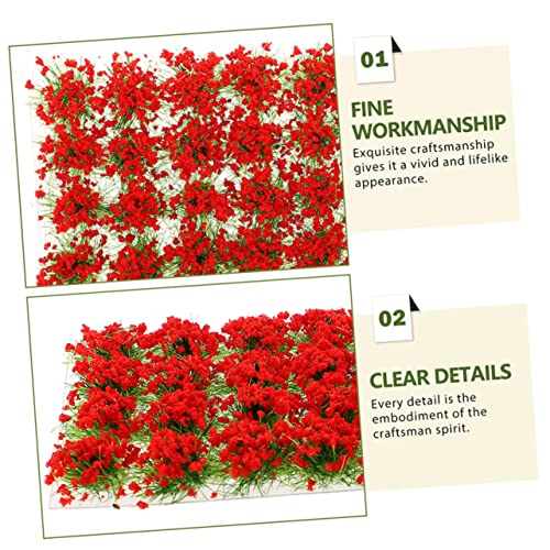 OSALADI 2 Boxen Boxen Miniatur Künstliches Grascluster mit Simulierten Blüten Resin Sträucher für Diorama Modellbau und Tabletop Spiel Rote Blumenbüsche für Sandtisch DIY Dekoration von OSALADI