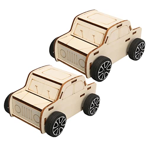 OSALADI 2 Stück DIY Holzauto Bausatz für Teiliges für Kreative Experimente Geeignet für Jungen und Mädchen Fördert Wissenschaft und Handwerk für Kleine Bastler von OSALADI