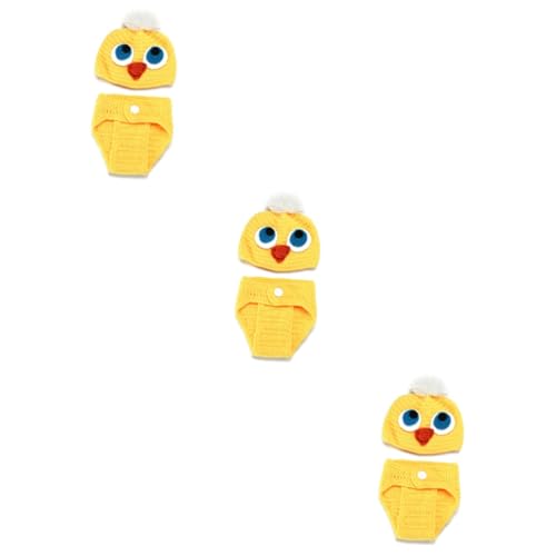 OSALADI 3st Gehäkelte Babybildstütze Baby-truthahn-foto-requisite Gestrickte Häkelarbeit Für Kleinkinder Babykleidung Strickkleidung Kostüm Gehäkelte Mütze Neugeboren Kleine Gelbe Ente von OSALADI