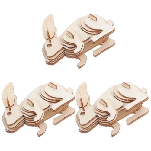 OSALADI 3stücke Holzpuzzle DIY Holz-Rabbit Puzzle Für Junge Mädchen Und Erwachsene Bastel Malmodell Für Kreative Aktivitäten Und Eltern-Junge Mädchen-interaktion von OSALADI