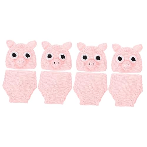 OSALADI 4 Sätze Handgehäkelte Kleidung Baby Gestrickt Halloween-kostüme Für Mädchen Junge Säuglingskleidung Mädchen Anzug Kleider Für Mädchen Babykostüm Häkeln Tier Rosa Neugeboren Wolle von OSALADI