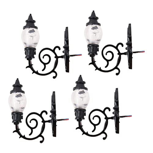 OSALADI 4 Stück Miniatur Wandlampe mit Warmem Gelblicht Mikro Landschaftsbeleuchtung Langlebige Miniatur wandlampe für Puppenhausdekoration und Sandtableau Kompakt und Detailreich von OSALADI