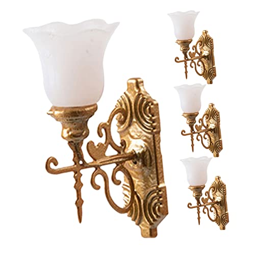 OSALADI 4 Stück Miniatur Wandlampen Modell Weißlicht Dekorative Mini Wandlampe für Puppenhaus Sandtisch Szene DIY Mini Haus Zubehör Langlebig und Detailreich von OSALADI