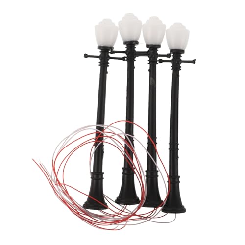OSALADI 4 Stück Teiliges Miniatur LED Straßenlaternen mit Doppelkopf Realistisches Mini Lichtmodell für Mikro Gärten Mini Straßenbeleuchtung Einfache Installation Dekorative von OSALADI