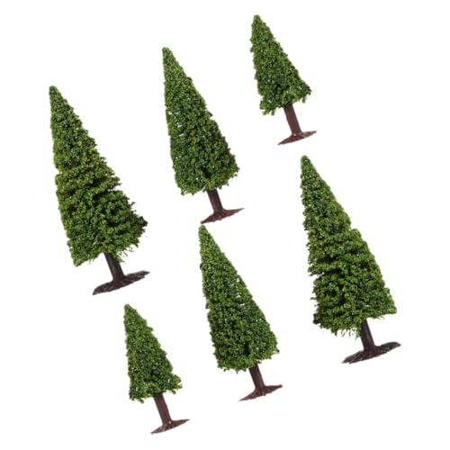 OSALADI 6 Stück Modellkiefer Modell Zeder Wald Landschaft Diorama-Minibäume für klein Plastikbäume Szenen-Layout-Modell Baumfiguren Miniatur-Dioramenbaum Eisen Green von OSALADI