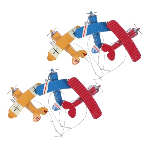 OSALADI 6 Stück Teiliges Flugzeug Modell aus Metall Retro Doppeldeckermodell Flugzeug Dekoration für Schreibtisch Regal und Kinderzimmer Buntes Fighter Plane Design von OSALADI