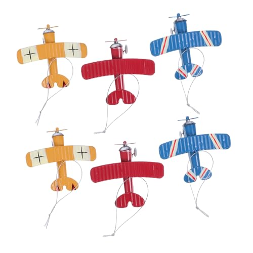 OSALADI 6 Stück Teiliges Retro Flugzeugmodell aus Schmiedeeisen Vintage Doppelsitzer Flugzeug Bunte Metallflugzeuge als Dekorative Sammelobjekte und für Luftfahrtfans von OSALADI