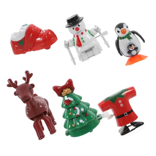 OSALADI 6 Stück Teiliges Weihnachts Aufziehspielzeug aus Robustem mit Schneemann Elch Weihnachtsbaum und mit Glatten Kanten als Partygeschenk für Festliche Feiern von OSALADI