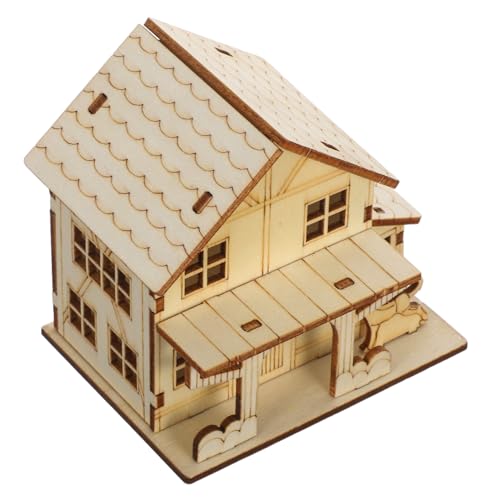 OSALADI Holz Bausatz Miniaturhaus mit LED Beleuchtung DIY Holzhaus Modell aus Stabilem Holz Handgefertigtes Puzzle für Wohnkultur und Freizeitgestaltung Geeignet für Erwachsene von OSALADI