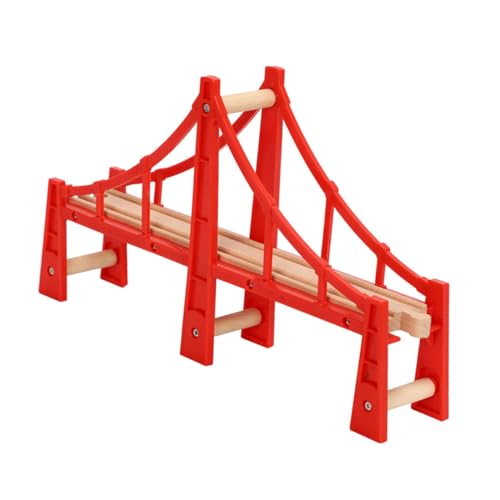 OSALADI Holzeisenbahn Bahngleise Set Mit Roter Brücke Für Ab Jahren Überführung Modellspielzeug Kompatibel Mit Gängigen Holzeisenbahnen von OSALADI