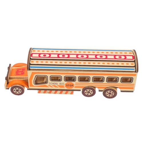 OSALADI Modellauto Schule Kleine Busspielzeuge Automodellbausätze Simulation Bus Auto Autospielzeug Für Kinderspielzeug Auto Schimmel Holz von OSALADI