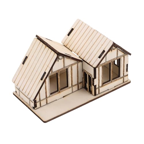 OSALADI Sandtischhaus Bauen Unfertiges Holzhaus Unfertiges Holzhandwerk Handwerkshäuser Minihäuser Zum Basteln Spielzeughaus Kleine Häuser Zum Basteln Bausatz Hölzern Beige von OSALADI