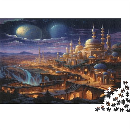 Castle Moonlight Puzzle 500pcs (52x38cm),Puzzle Für Erwachsene,Impossible Puzzle,Geschicklichkeitsspiel Für Die Ganze Familie,Puzzle Farbenfrohes,Puzzle Mit Zauberburg von OSBELE