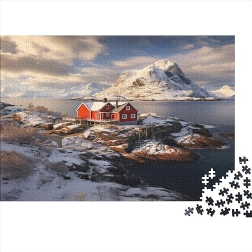 Hamnoy Fishing Village 500pcs (52x38cm) Festliches Puzzle Für Erwachsene Northern Lights Rätsel,herausforderndes Spiel,DIY Geschicklichkeitsspiele Für Die Ganze Familie von OSBELE
