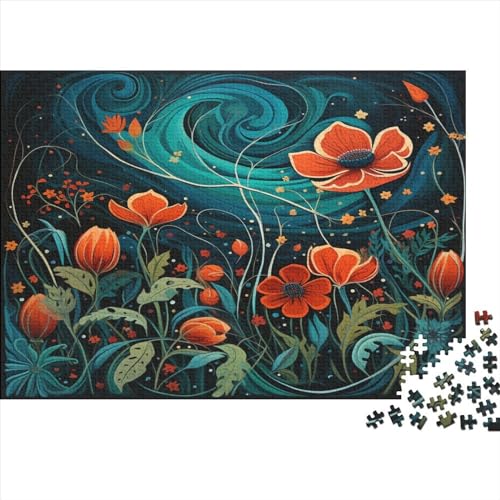 Künstlerisches Muster 500pcs (52x38cm) Puzzles Für Erwachsene Orangenblumen Feine Mehrfarbige Puzzles,Gedulds- Und Reflexionsspiele von OSBELE