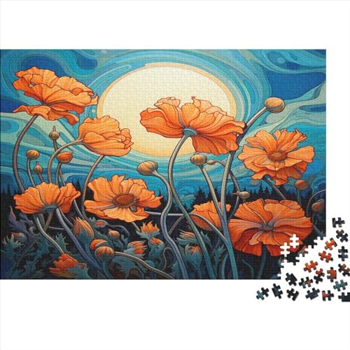 Orangenblumen 300pcs (40x28cm) Festliches Puzzle Für Erwachsene Künstlerisches Muster Rätsel,herausforderndes Spiel,DIY Geschicklichkeitsspiele Für Die Ganze Familie von OSBELE