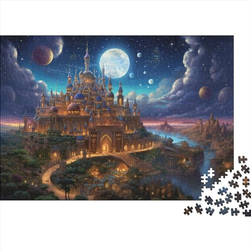 Puzzle 500pcs (52x38cm) Erwachsene Castle Moonlight Hölzern Puzzles Für Erwachsene Lernspiel Herausforderungsspielzeug Zauberburg Hölzern Puzzles Für Erwachsene von OSBELE