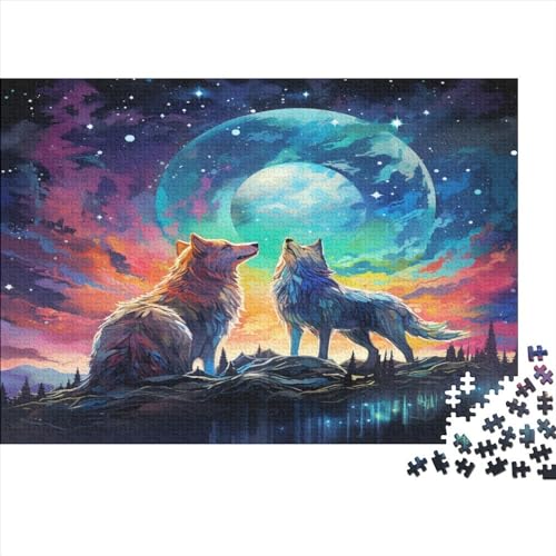 Puzzles 300pcs (40x28cm) Für Erwachsene Wolf Puzzles Für Erwachsene Puzzle-Lernspiele Mondwolf von OSBELE
