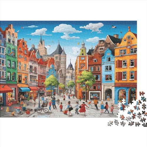 Small Town Life 300pcs (40x28cm) Festliches Puzzle Für Erwachsene Gebäudethema Hochwertiges Puzzle-Herausforderungsspiel von OSBELE