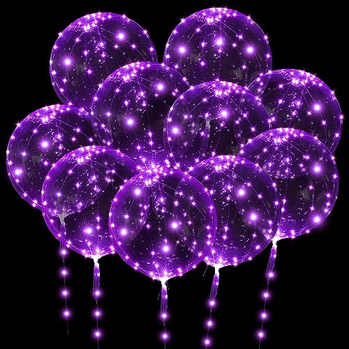 OSDUE 10 Pack Leuchtende Luftballons, 24 Zoll Valentinstag Bobo Luftballons mit 3m LED Lichterketten, Bobo Helium Ballons für Valentinstag, Hochzeit, Weihnachten, Geburtstag, Muttertag Dekoration von OSDUE