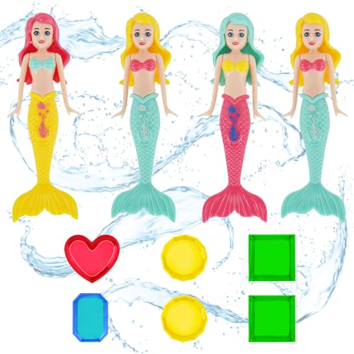 OSDUE 10 Stück Tauchspielzeug für Kinder, Tauch Juwel Pool Spielzeug, Tauch Stöcke, Meerjungfrau Tauchspielzeug, Acryledelsteine, Tauchring für Unterwasserspiel und Tauchtraining von Kindern von OSDUE