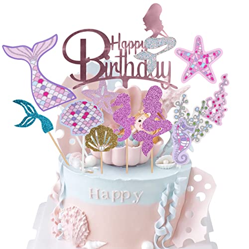 OSDUE 12 Stück Meerjungfrau Tortendeko Geburtstag Mädchen, Glitzer Meerjungfrau Torten Deko, Ocean Theme Kuchendekoration, für Mädchen Party Geburtstag Party Kuchen Dekoration Supplies OSDUE 12 Stück Meerjungfrau Tortendeko Geburtstag Mädchen, Glitzer Meerjungfrau Torten Deko, Ocean Theme Kuchendekoration, für Mädchen Party Geburtstag Party Kuchen Dekoration Supplies von OSDUE