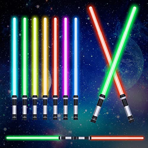OSDUE 2 Stück Laserschwert Kinder, 2 in 1 Lichtschwert, Duell Lichtschwerter, Lichtschwert Doppelklinge mit 7 Farben und Soundeffekten, für Halloween Verkleidung, Partygeschenke OSDUE 2 Stück Laserschwert Kinder, 2 in 1 Lichtschwert, Duell Lichtschwerter, Lichtschwert Doppelklinge mit 7 Farben und Soundeffekten, für Halloween Verkleidung, Partygeschenke von OSDUE