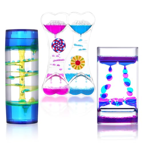 OSDUE 3 Stück Liquid Motion Timer, Liquid Timer Sanduhren, Flüssig Tropfen Sanduhr, Liquid Motion Bubble Timer Sanduhr, Tropfen Sanduhr Flüssig, Stressreduzierung Spielzeug für Kinder & Erwachsene von OSDUE