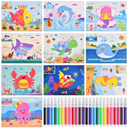 OSDUE 3D Aufkleber für Kinder, 10 Stück 3D Eva Schaum Aufkleber, Cartoon Eva Aufkleber Spielzeug, Dreidimensionale Selbstklebende Aufkleber, Selbermachen von Cartoon-Aufklebern für Kinder ab 3 Jahren von OSDUE