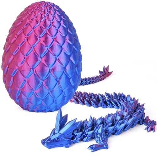 OSDUE 3D-Gedruckter Drache im Ei, 3D Gedrucktes Drachenei, Dragon Egg, Drache Spielzeug,Bewegliche Gelenke Drache mit Ei, Realistische Beweglicher Drachen Figuren, Überraschung Easter Wohnkultur,Lila von OSDUE