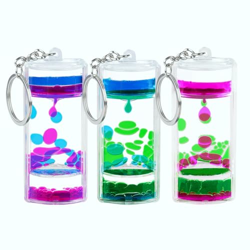 OSDUE 4 Farben Sanduhr Schlüsselanhänger, Liquid Timers Schlüsselanhänger-Set, bunte Bewegungsblasen-Zeitnehmer-Schlüsselanhänger, flüssige Sanduhr-Schlüsselanhänger, Small von OSDUE
