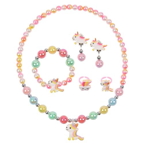 OSDUE 6 Stück Einhorn Schmuckset Mädchen, Einhorn Kinderschmuck Enthalten Halskette, Ringe, Armbänder, Ohrring, Einhorn Kinderschmuck Set für Party Dress Up Geschenk OSDUE 6 Stück Einhorn Schmuckset Mädchen, Einhorn Kinderschmuck Enthalten Halskette, Ringe, Armbänder, Ohrring, Einhorn Kinderschmuck Set für Party Dress Up Geschenk von OSDUE
