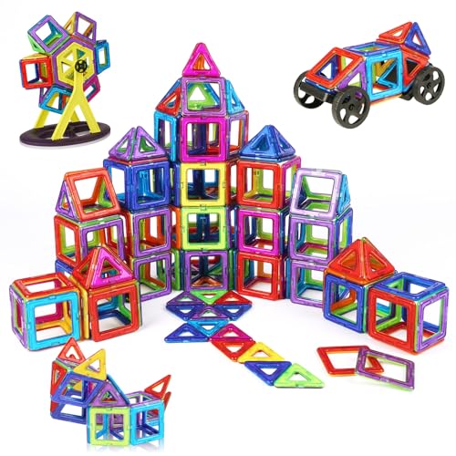 OSDUE 84 Teile Magnetische Bausteine Spielzeug, Magnetspielzeug Magneten Kinder, Montessori Spielzeug Teilen, Weihnachten Geburtstags Geschenk ab 3 4 5 6 7 8 Jahre Junge Mädchen (Farbe) von OSDUE