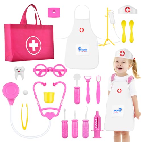 OSDUE Ärzte-Set für Kinder, 34Stk Arztkoffer Kinder ab 3 Jahre, Zahnarzt Spielzeug Set für Kinder, Medizinisches Spielzeug Rollenspiel Set, mit Zubehör Stethoskop, Spritze, Arztkittel, Doktorkoffer OSDUE Ärzte-Set für Kinder, 34Stk Arztkoffer Kinder ab 3 Jahre, Zahnarzt Spielzeug Set für Kinder, Medizinisches Spielzeug Rollenspiel Set, mit Zubehör Stethoskop, Spritze, Arztkittel, Doktorkoffer von OSDUE
