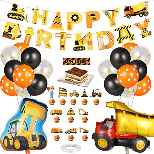 OSDUE Bagger Deko Kindergeburtstag Set, Junge Kindergeburtstag Deko, Traktor Bagger Geburtstagsdeko, Folienballon Luftballon für Kinderzimmer Kindergarten Partydeko von OSDUE