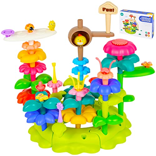 OSDUE Blumengarten Spielzeug, DIY Bouquet Sets, Flower Building Blocks Set, Montessori Spielzeug Blumen Bausteine Motorikspielzeug, Kunst Blumenarrangement Geschenk für 3-6 Mädchen und Jungen von OSDUE